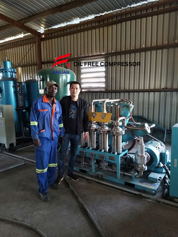 Serviço de compressor de oxigênio de alta pressão isento de óleo da Bailian no Zimbábue